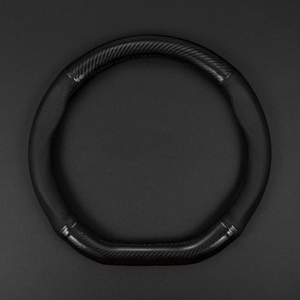 Carbon Fiber Steering Wheel Cover – Anti Slip Leather for Vehicle Interior
