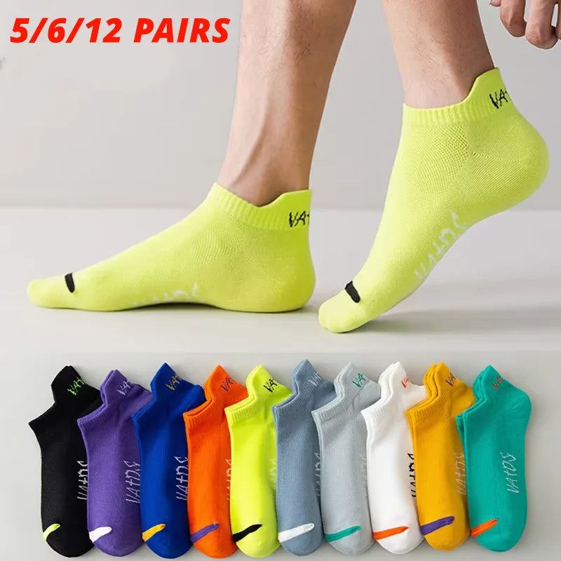 Breathable Ankle Socks – Colorful Invisible Sportswear for Men Running