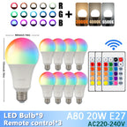 RGB LED Light Bulb – Dimmable 16 Color Remote for Home Bedroom Decor