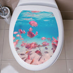 Decorative Toilet Seat Decal – Underwater Sea Shell Art for Bathroom Decor