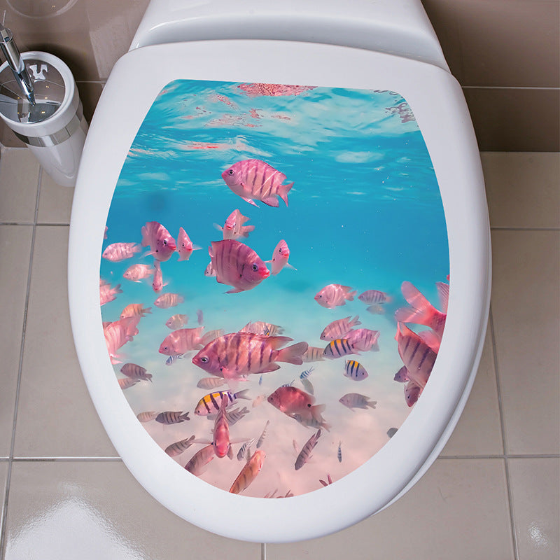 Decorative Toilet Seat Decal – Underwater Sea Shell Art for Bathroom Decor