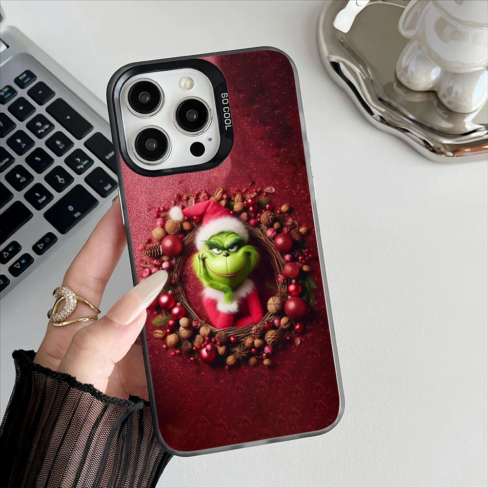 Grinch Christmas Phone Case – Plated Protective Cover for iPhone 11-16 Pro