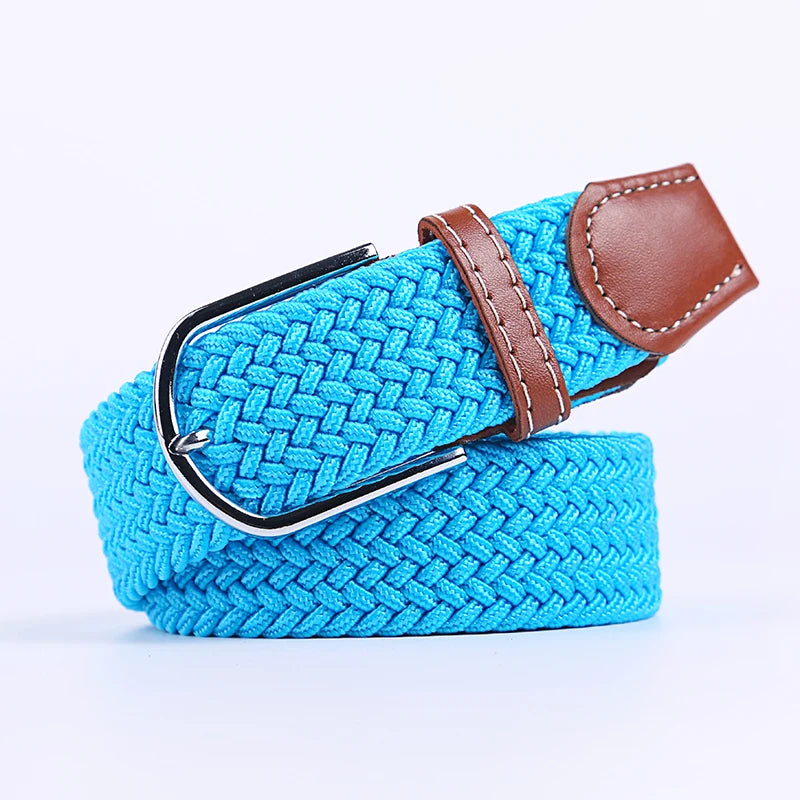 Woven Elastic Canvas Belt – Stretch Braided Buckle Strap for Casual Jeans