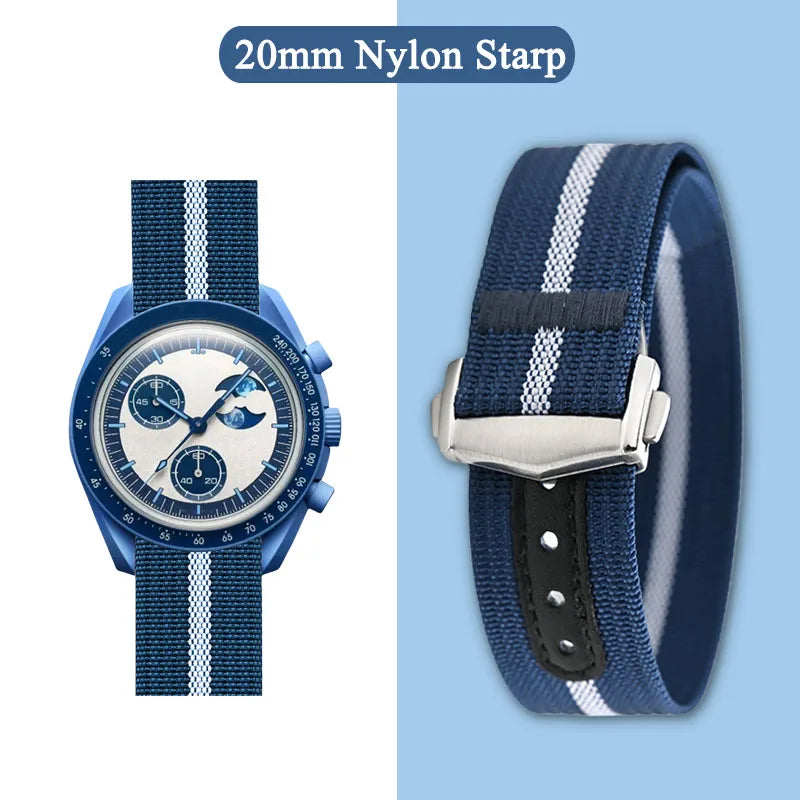 20mm Nylon Watch Strap – Durable Sport Bracelet for Swatch x Omega MoonSwatch