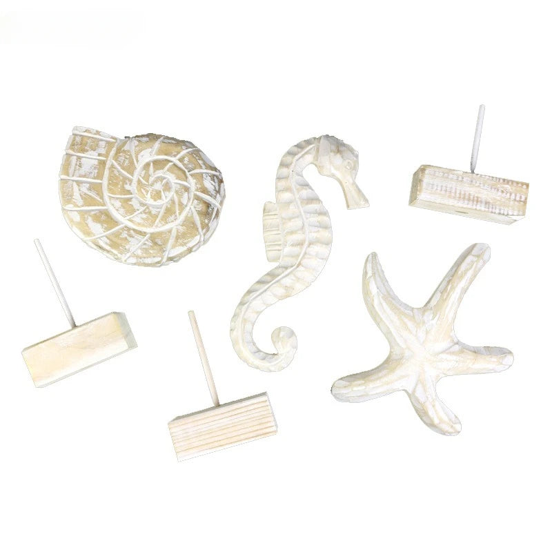 Wooden Marine Ornament Set – Nautical Starfish Decor for Coastal Home Living