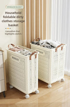 Rolling Laundry Hamper – Large Capacity Collapsible Basket for Bathroom