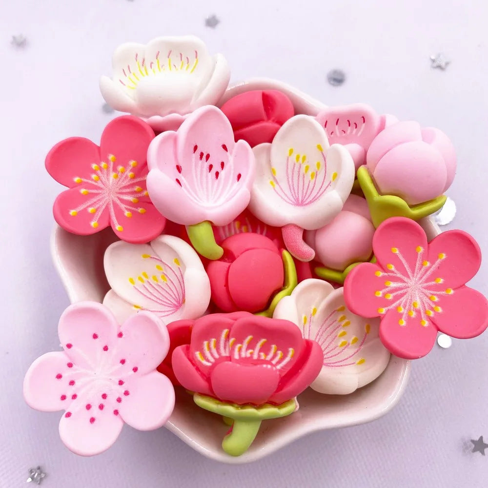Resin Cherry Blossom Flatbacks – Colorful DIY Stones for Scrapbook Crafts