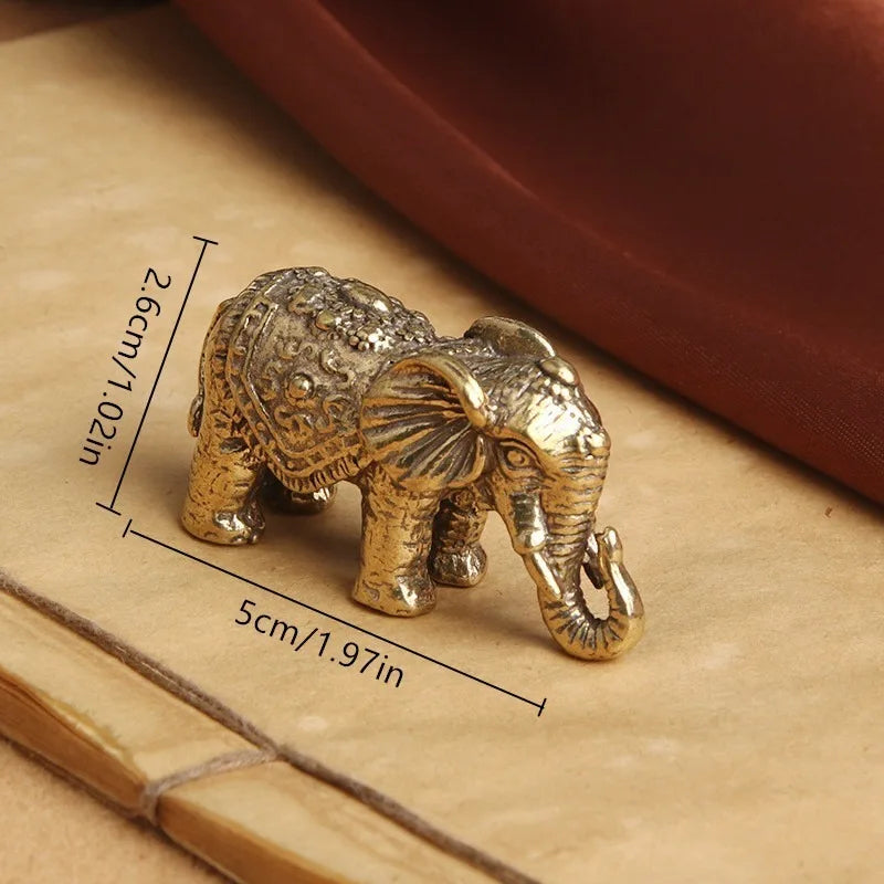 Antique Bronze Elephant Figurine – Solid Copper Miniature for Home Decor