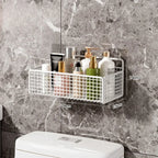 Bilayer Grid Wall Shelf – Adhesive Bathroom Organizer for Shower Storage
