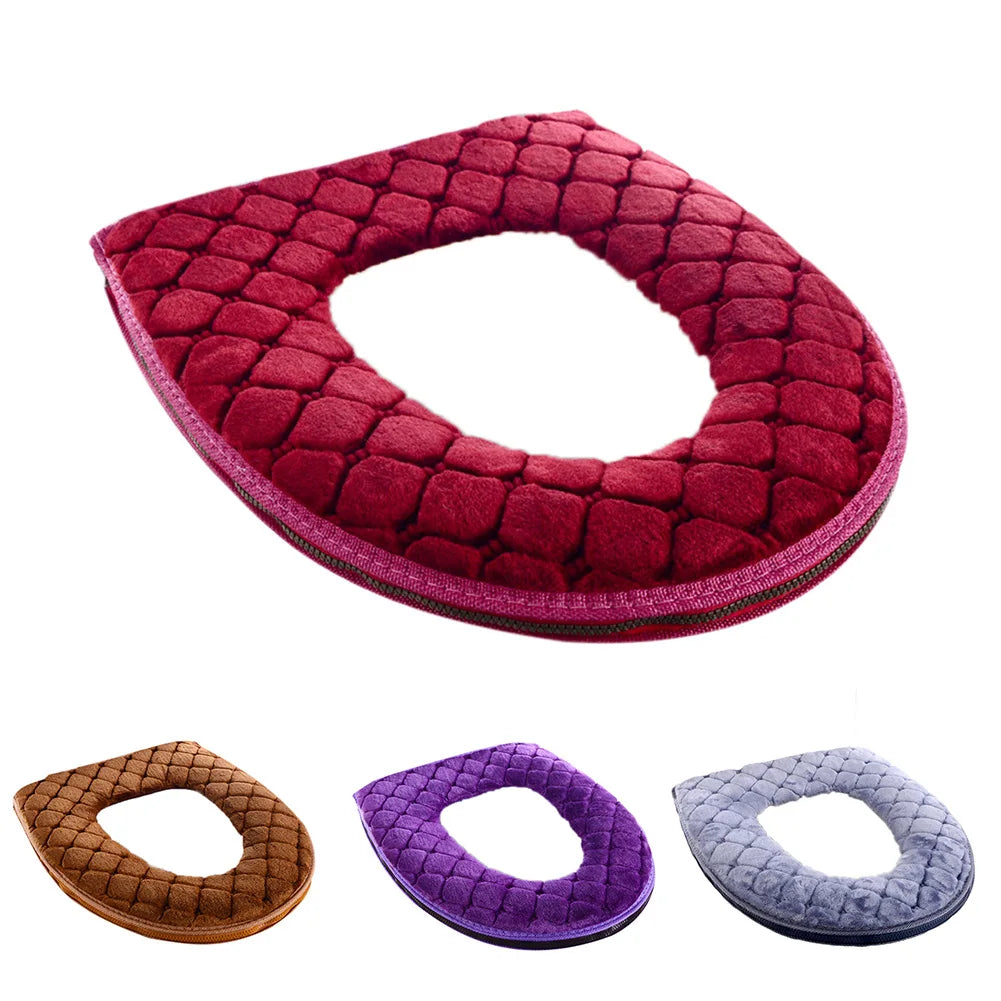 Plush Toilet Seat Cover – Soft Warm O-Shaped Cushion for Winter Bathroom