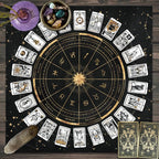 Zodiac Tarot Card Tablecloth – Velvet Divination Mat for Fortune Telling