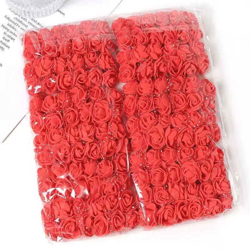 Mini Foam Artificial Rose Heads – 2cm Craft Flowers for Wedding Decorations