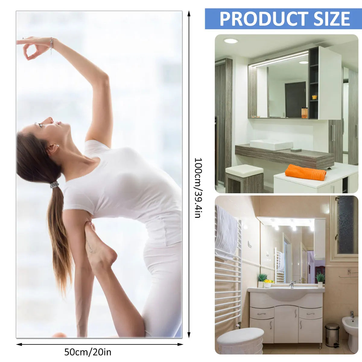 Self-Adhesive Mirror Wall Stickers – Flexible Reflective Safety Decal for Home Decor