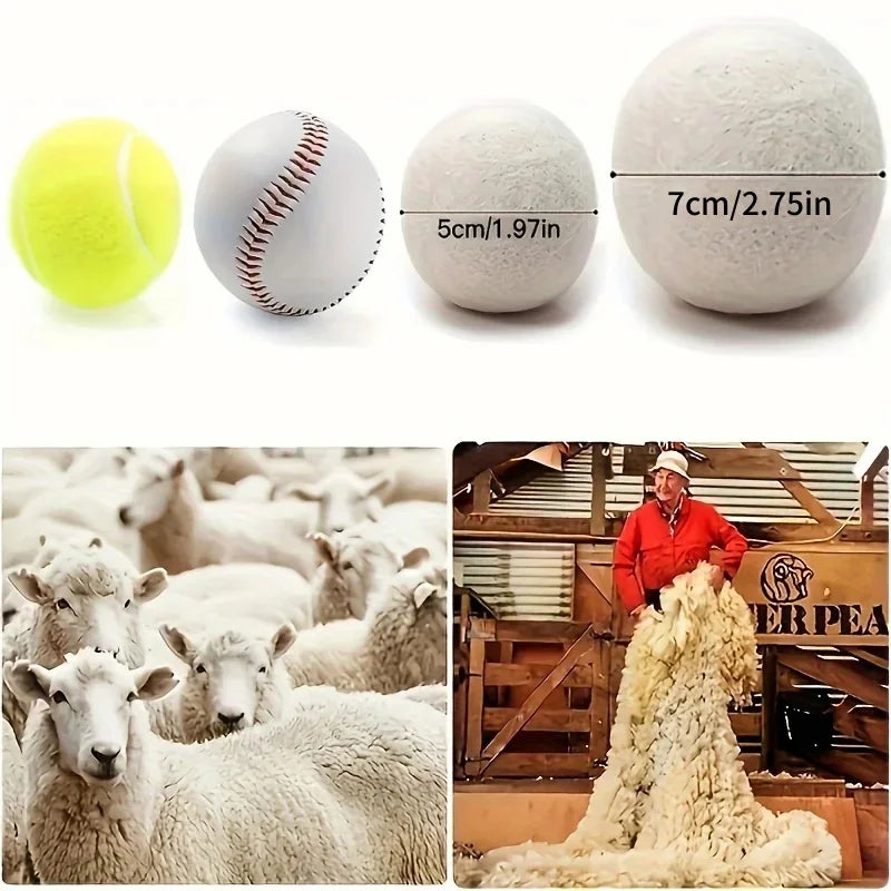 Reusable Wool Dryer Balls – Natural Fabric Softener for Laundry Wrinkle Reduction