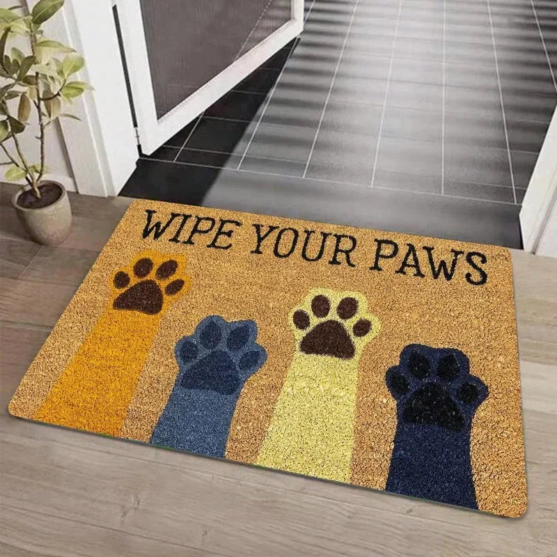 Absorbent Cat Paw Doormat – Decorative Non-Slip Floor Rug for Home Entrance