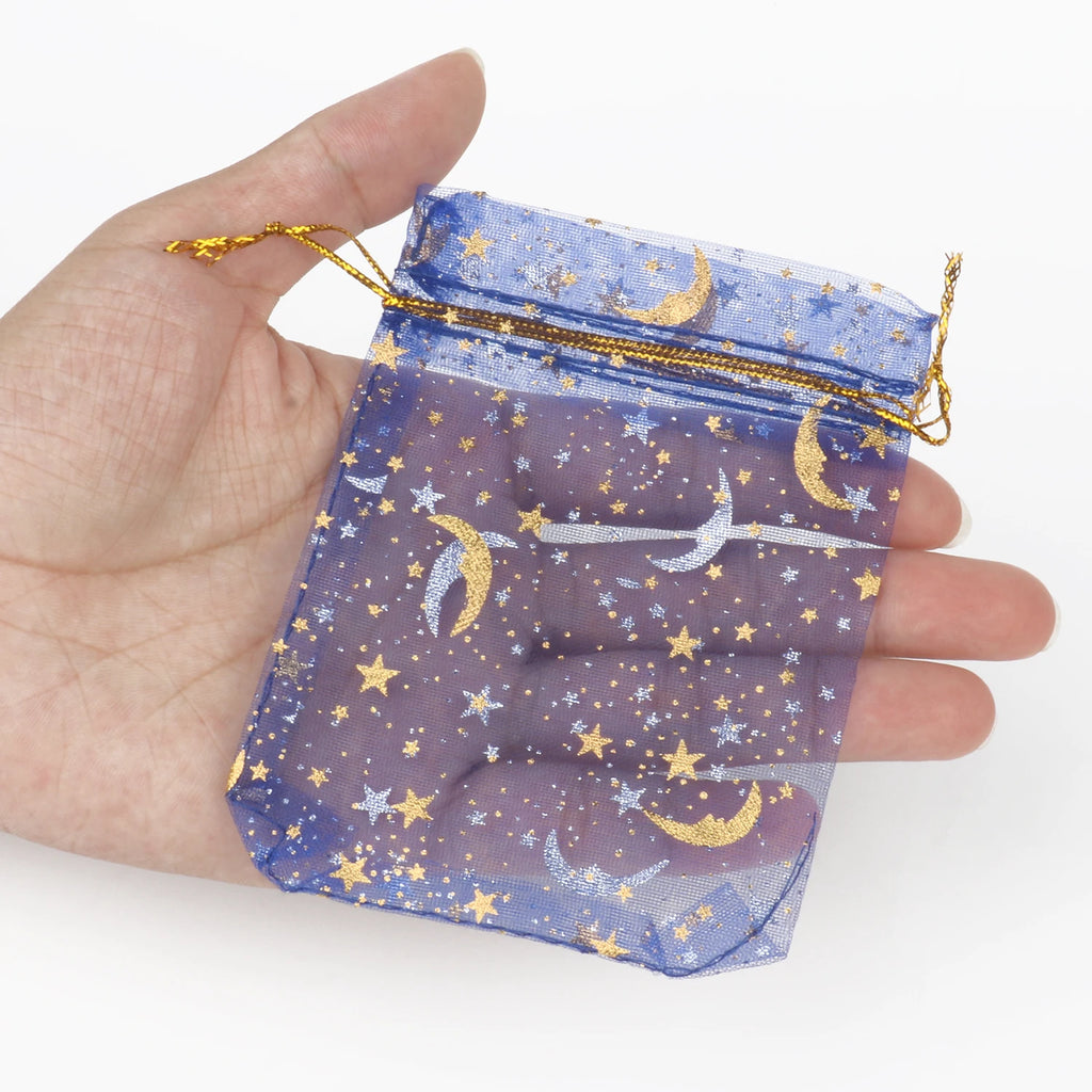 Star Moon Organza Drawstring Bags – Gift Packaging for Jewelry and Weddings
