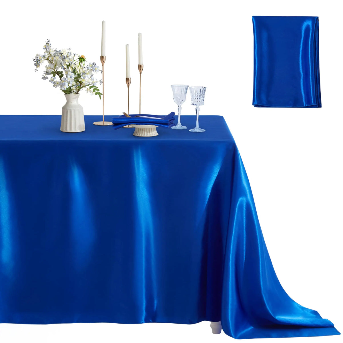 Rectangle Satin Tablecloth – Silky Soft Solid Table Cover for Wedding Banquet