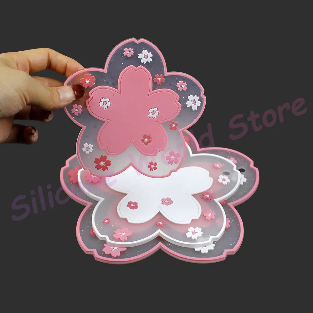 Sakura Daisy Silicone Coaster – Heat Resistant Placemat for Dining Tables