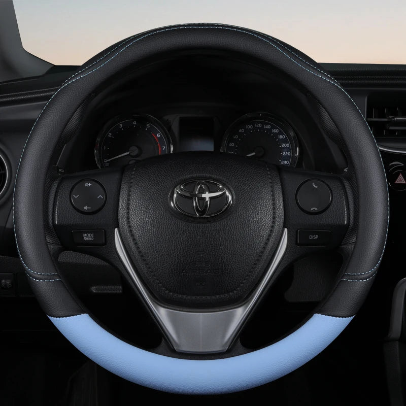 PU Leather Steering Wheel Cover – Non-Slip Grip for Universal Car Interior