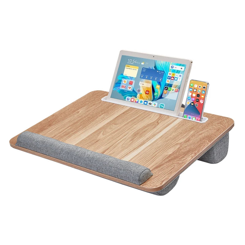 Portable Wooden Laptop Bed Desk – 15 Inch Lap Tray with Cushion for Study