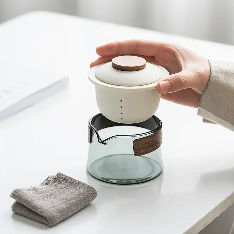 Portable Travel Tea Set – Ceramic Teapot and Cups for Camping