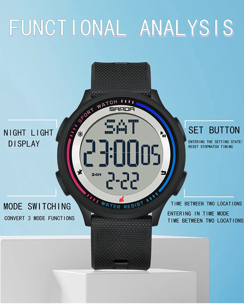 Digital Sports Watch – Waterproof Large Display for Outdoor Athletics