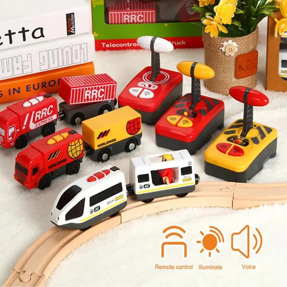 Magnetic RC Electric Train – Diecast Locomotive for Wooden Railway Tracks
