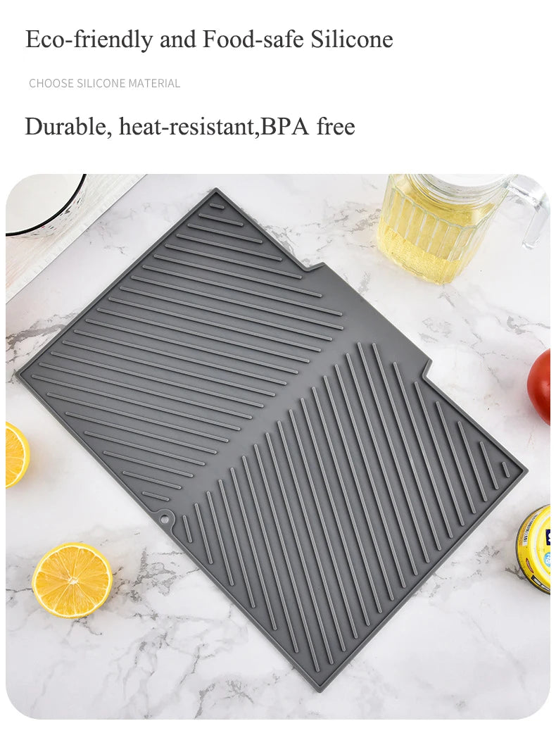 Silicone Dish Drying Mat – Non-Slip Heat Resistant Pad for Kitchen Counters
