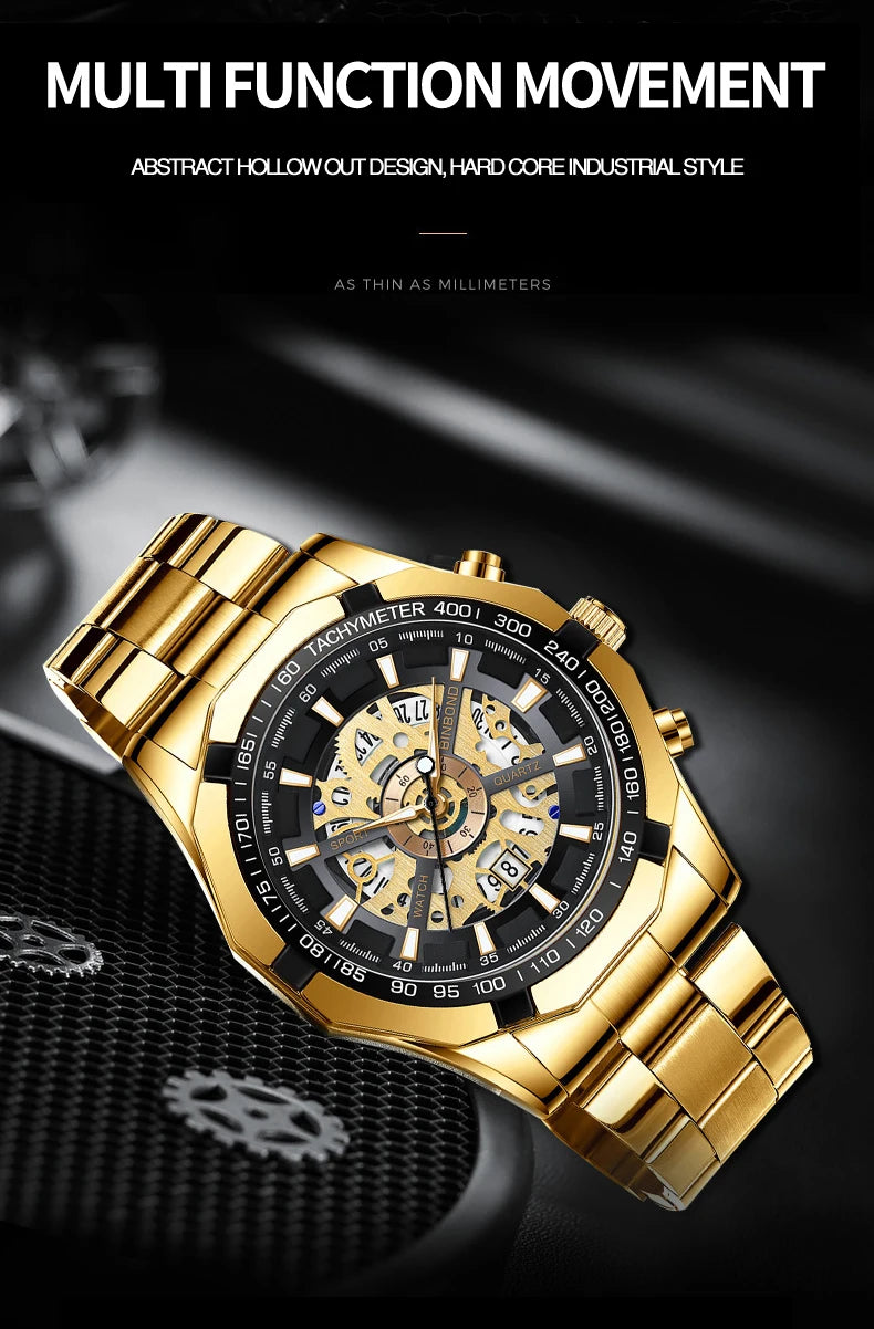 Stainless Steel Quartz Watch – Waterproof Luminous Calendar for Business Men
