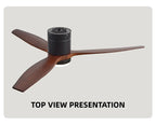 Solid Wood Ceiling Fan – 42/52 Inch LED Light for Living Room Dining