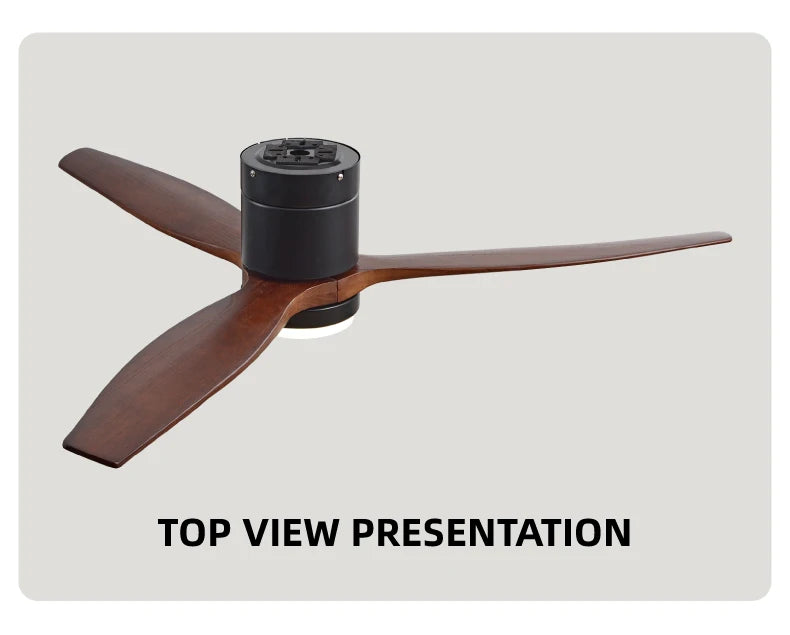 Solid Wood Ceiling Fan – 42/52 Inch LED Light for Living Room Dining