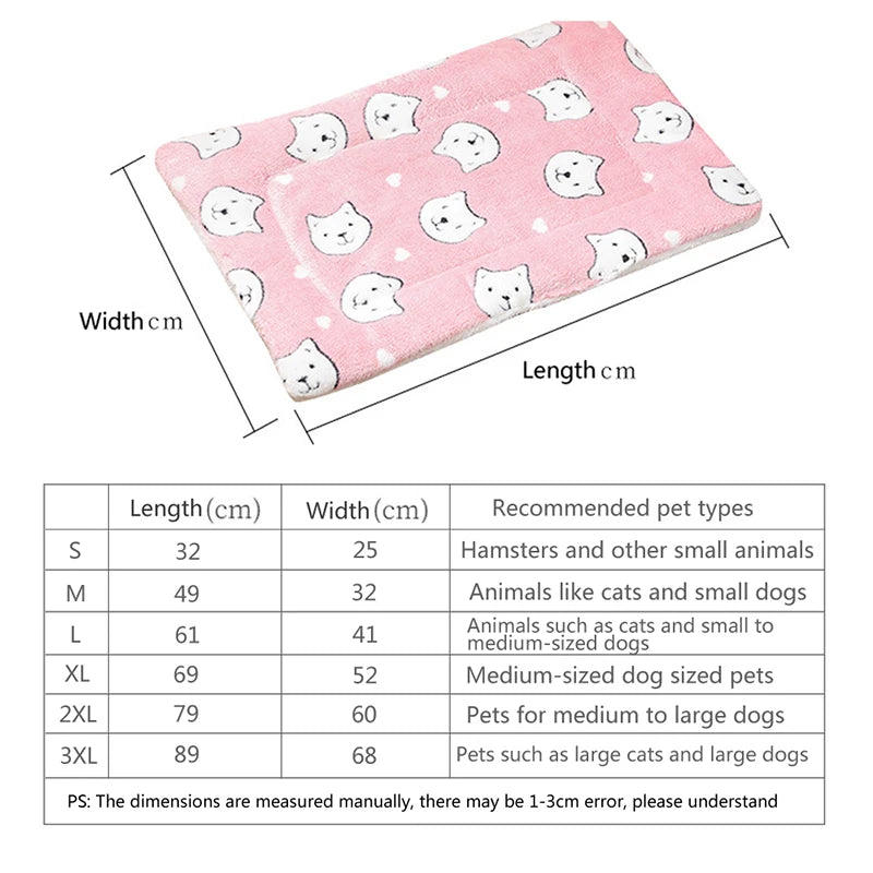 Thick Flannel Pet Mat – Soft Warm Sleeping Cushion for Small Dogs and Cats