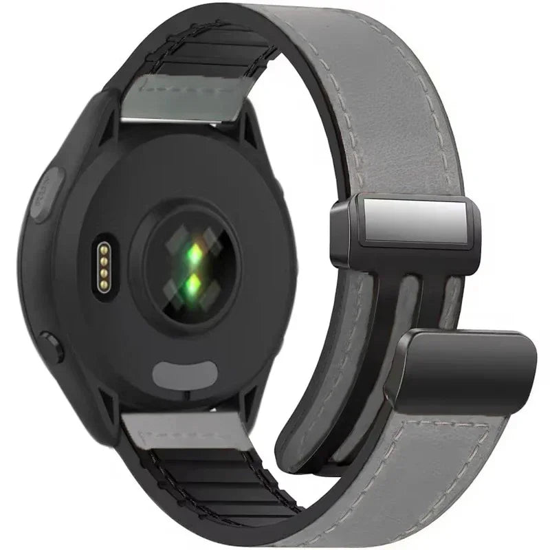 Magnetic Hybrid Watch Band – Leather and Silicone Strap for Garmin Sport