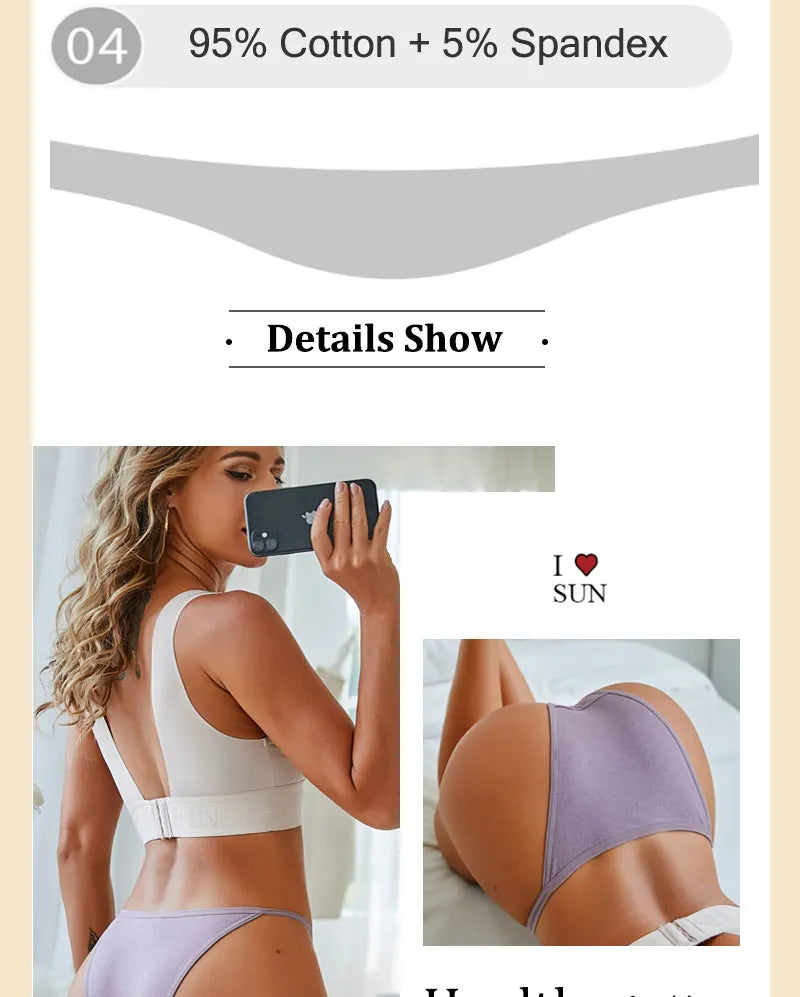 Cotton Low Rise Briefs – Metal Ring Hollow Panties for Women M-2XL