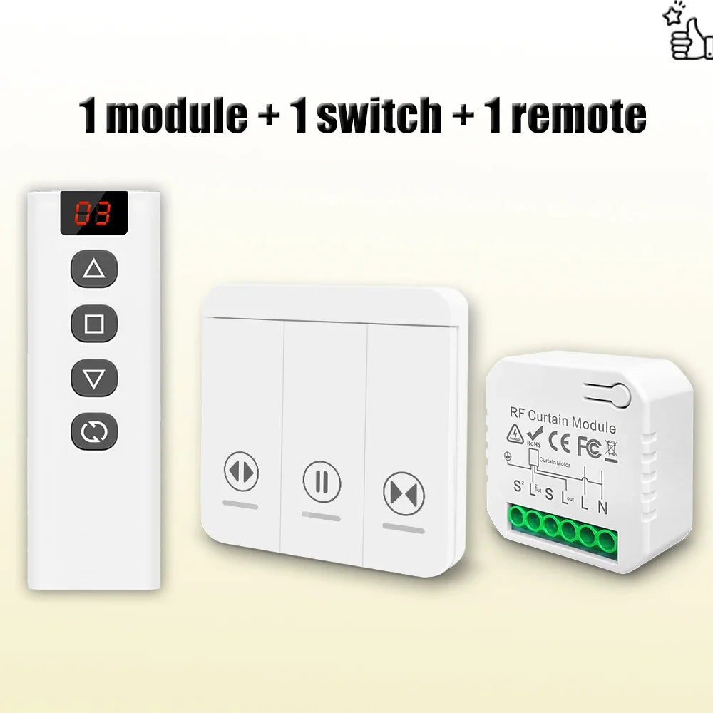 RF Curtain Switch Module – Wireless Remote Control for Motorized Roller Blinds