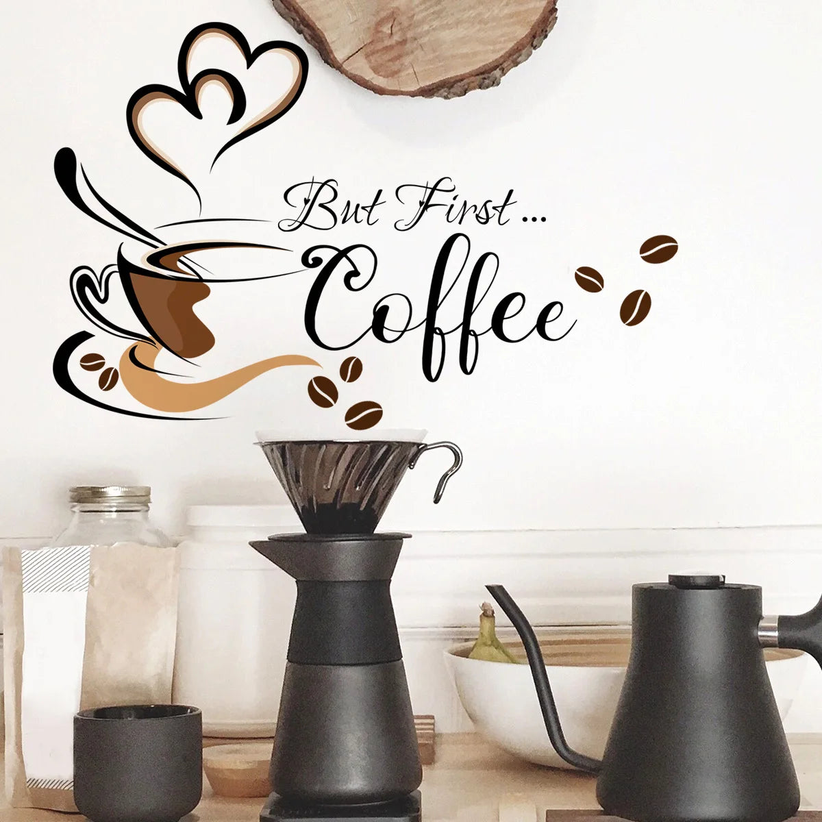Coffee Cup Wall Stickers – Adhesive Vinyl Decals for Cafe Kitchen Decor