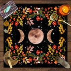 Moonlight Flower Tarot Tablecloth – Velvet Altar Mat for Witchcraft Rituals