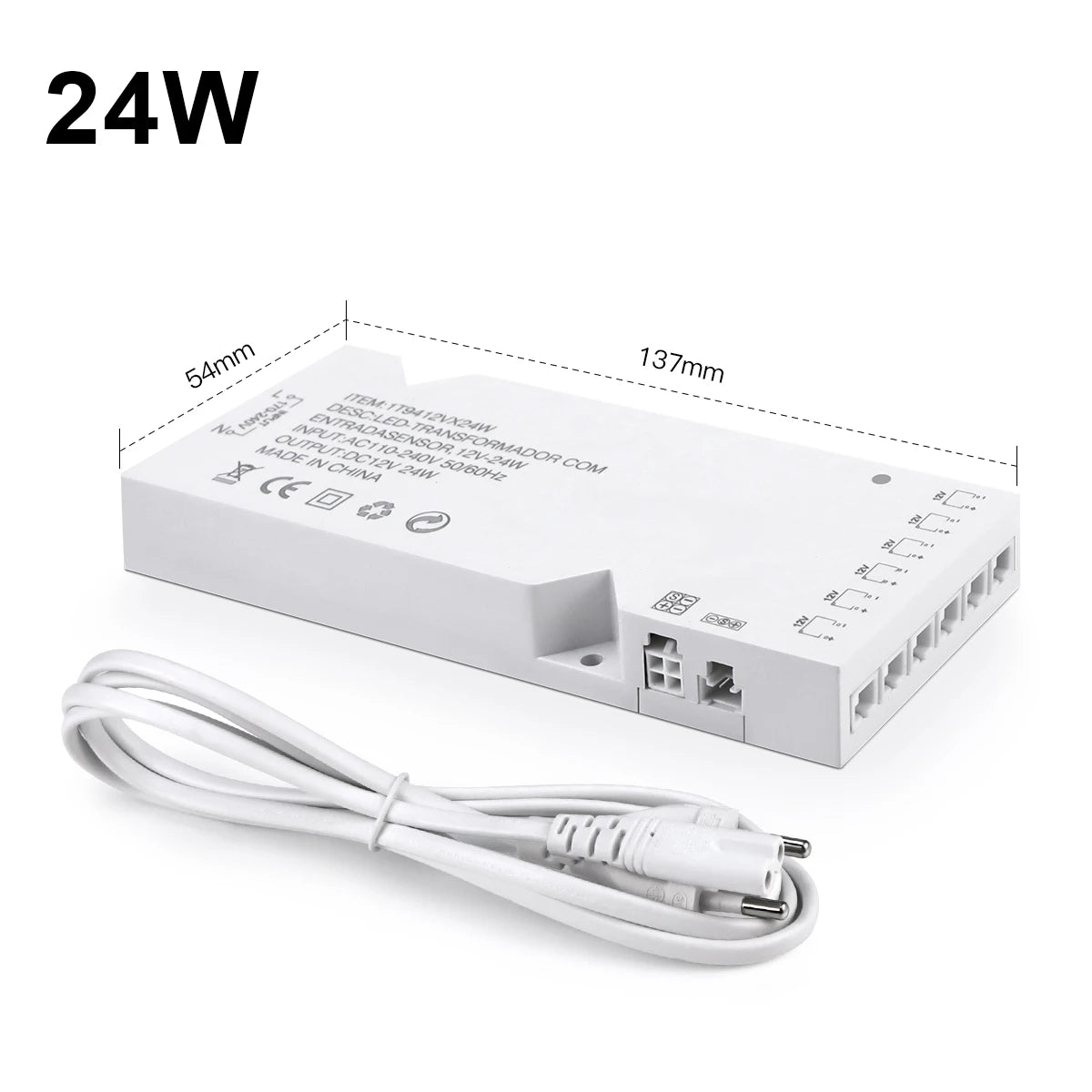 LED Transformer Power Adapter – Multi-Port Driver for Cabinet Lighting