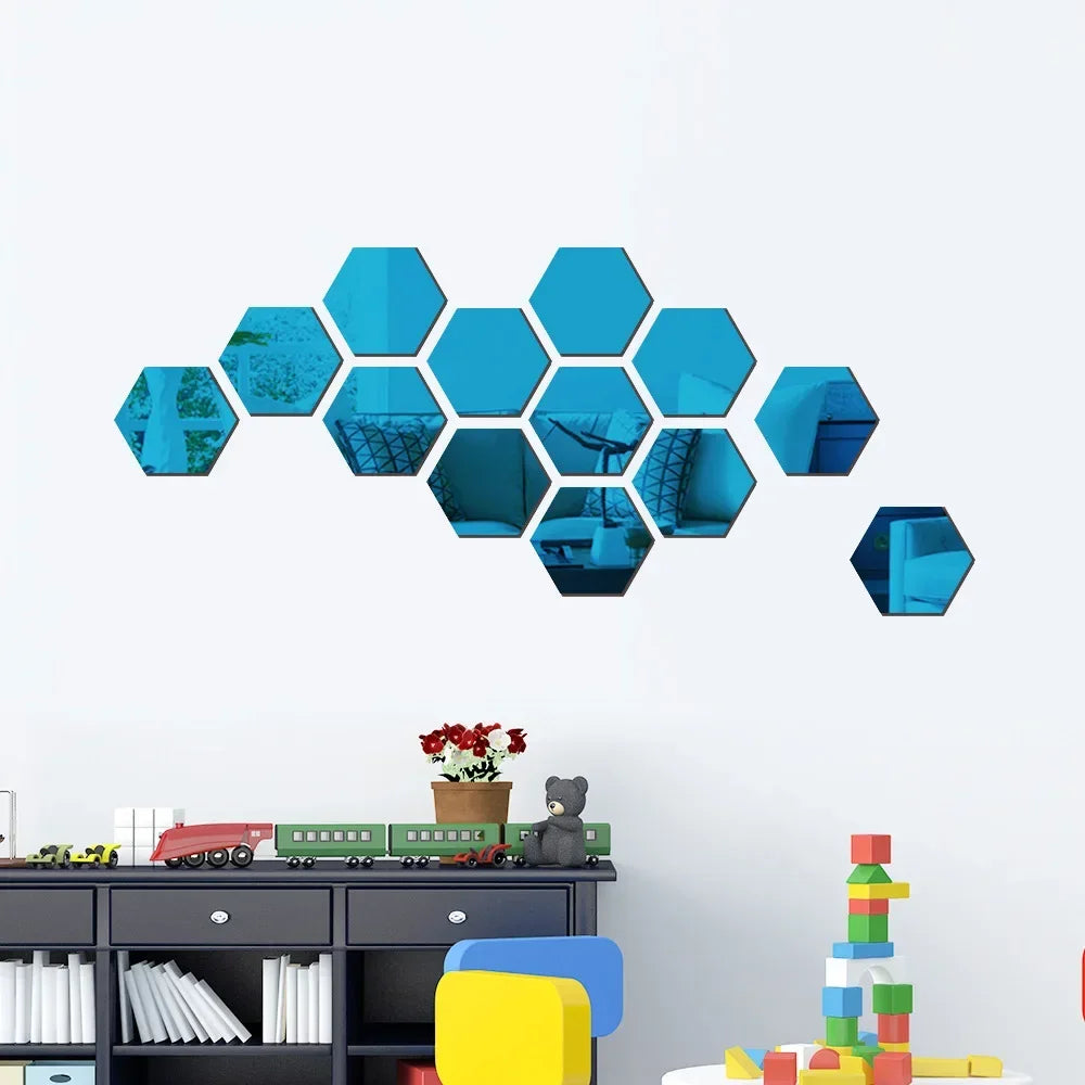 Hexagon Acrylic 3D Mirror Wall Stickers – Self-Adhesive Decor for Home
