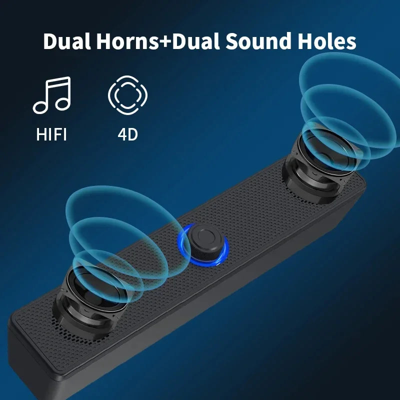 Wired Wireless PC Soundbar – Bluetooth Speaker for TV Gaming Home Theater