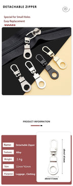 Detachable Metal Zipper Puller Kit – Replacement Repair Set for Sewing Craft