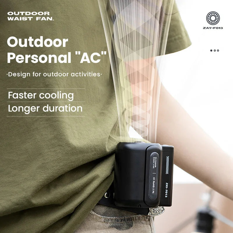 Portable Waist Clip Fan – Rechargeable Cooling Device for Outdoor Camping