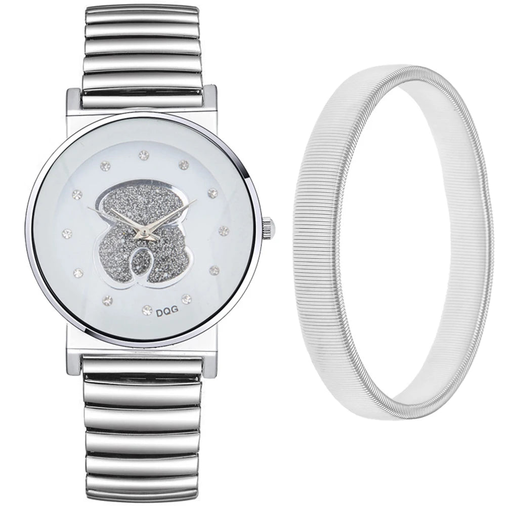 Bear Diamond Quartz Watch – Elegant Minimalist Wristwear for Women