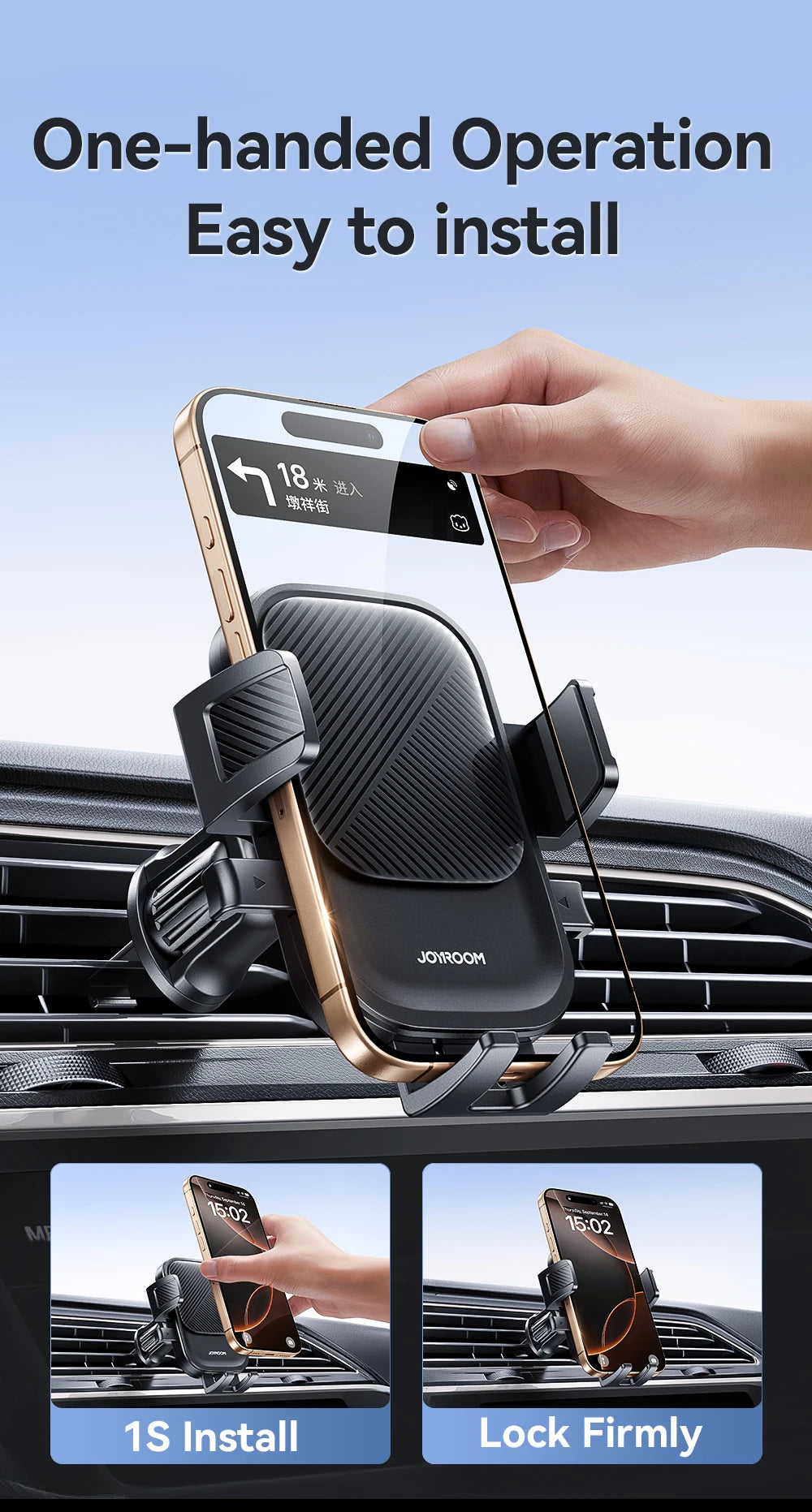 Universal Car Phone Mount – 360° Rotating Air Vent Holder for Smartphone