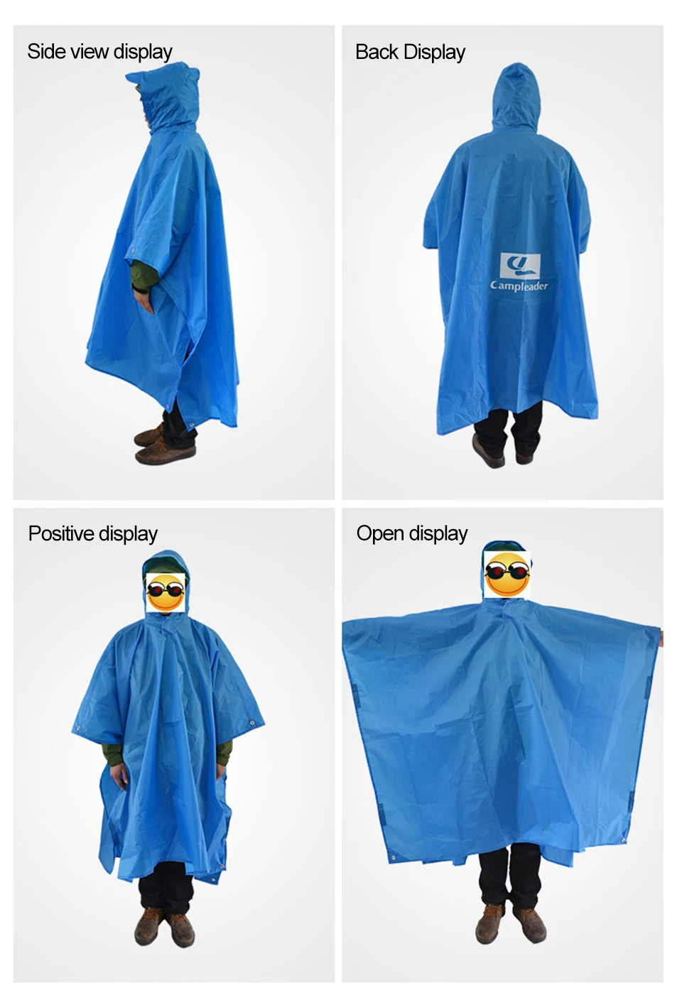 3-in-1 Waterproof Rain Poncho – Hooded Rainwear for Camping and Hiking
