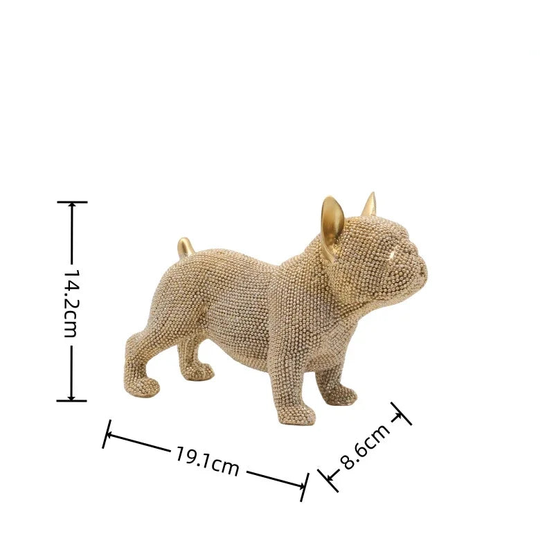Beaded French Bulldog Resin Statue – Colorful Animal Decor for Home Office