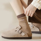 Maillard Color Crew Socks – Vintage Autumn Winter Athletic Hosiery for Women