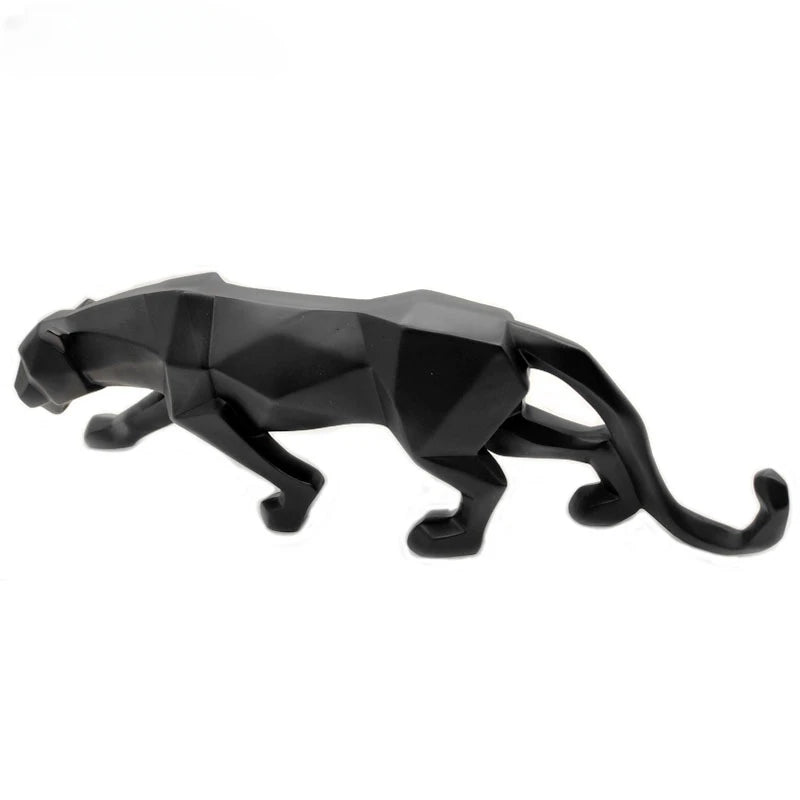 Large Geometric Panther Statue – Abstract Resin Leopard for Home Office Decor
