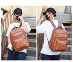 PU Leather USB Charging Laptop Backpack – Large Travel Bag for Men and Students