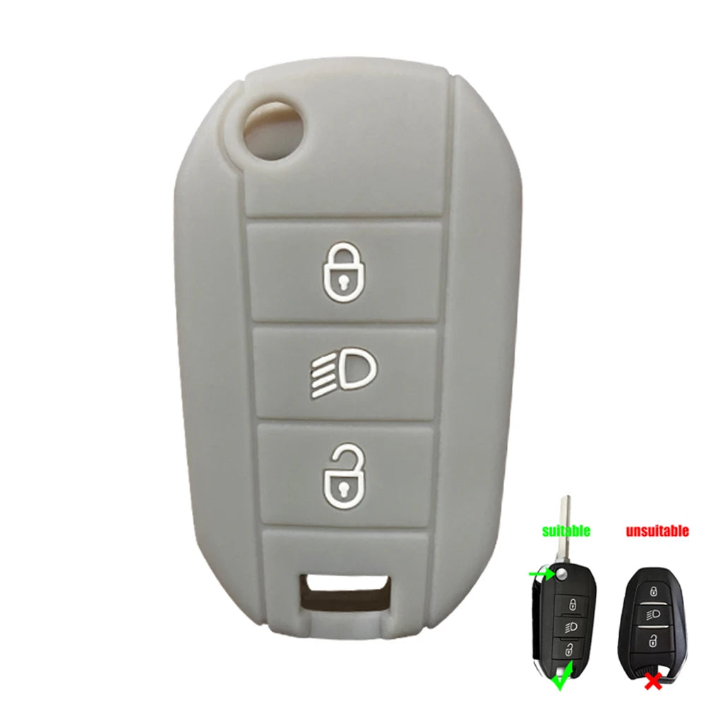 Silicone Flip Key Fob Cover – Protective Remote Case for Peugeot and Citroen